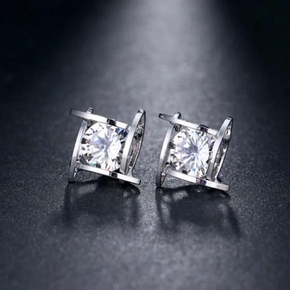 New.Silver 3D Cage  Stud Earrings, beautiful Earrings, cute Earrings - Picture 8 of 8